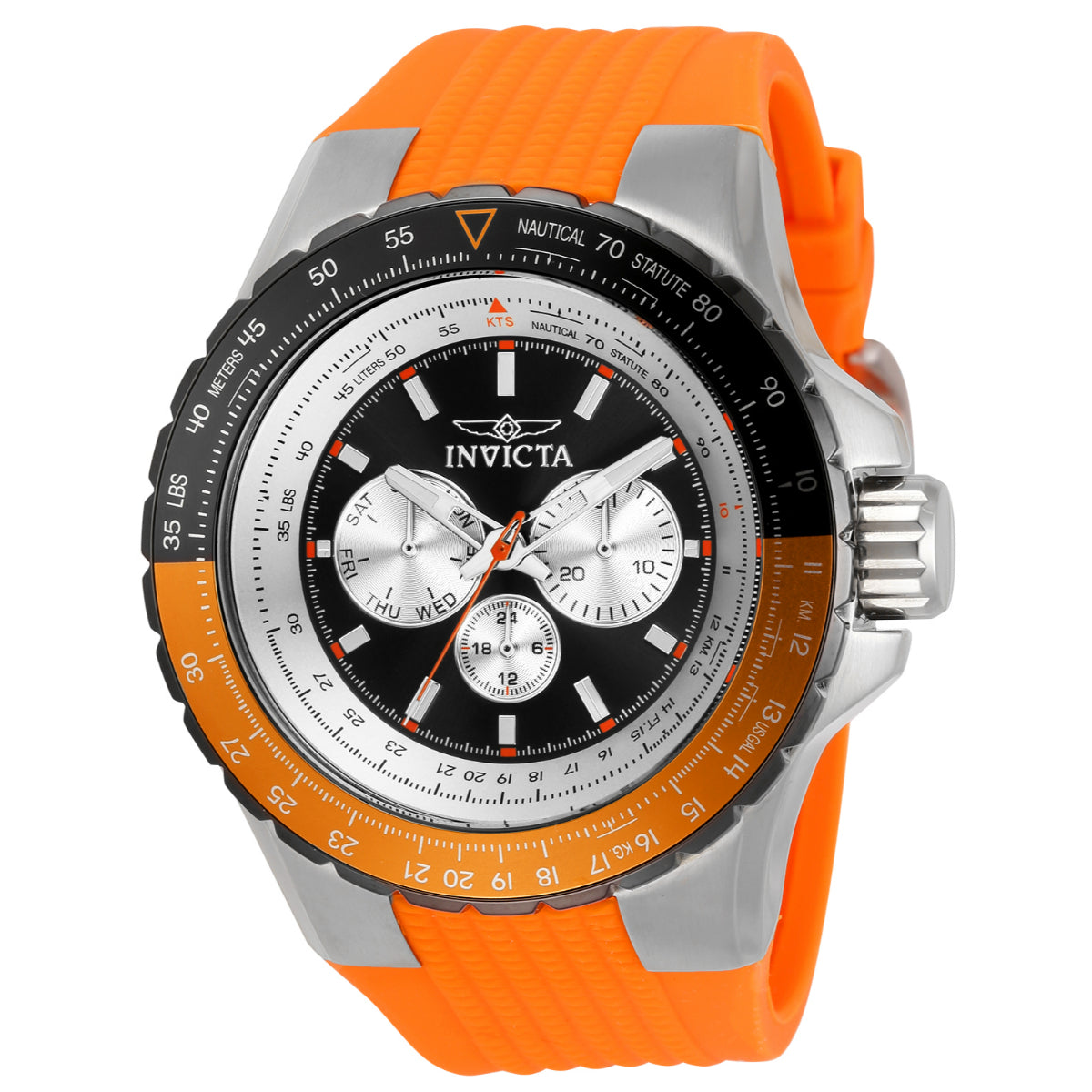 Invicta Aviator Skyshock Men’s Quartz Watch – 50mm Orange (Model 33035)